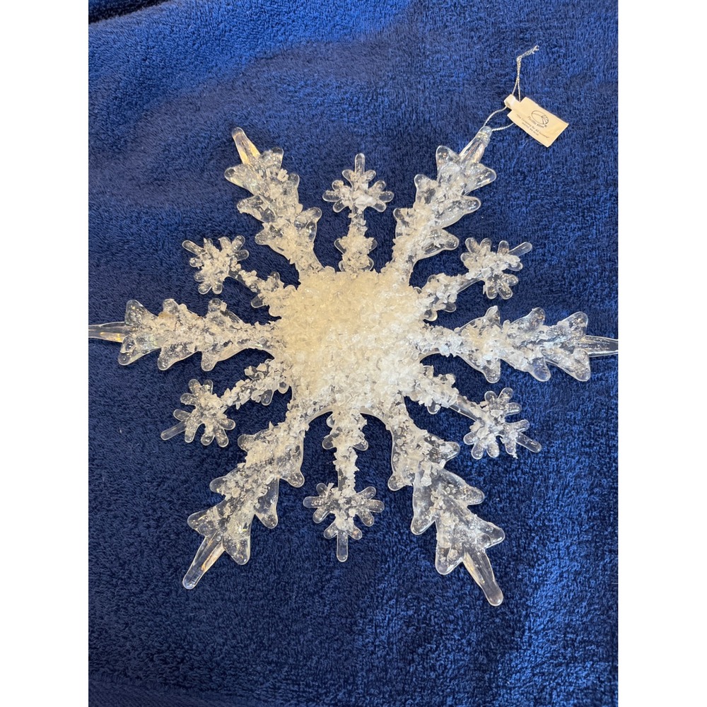 Pacific Rim Large Clear Icy Snowflake Christmas Ornament 12inch Crushed Ice Look